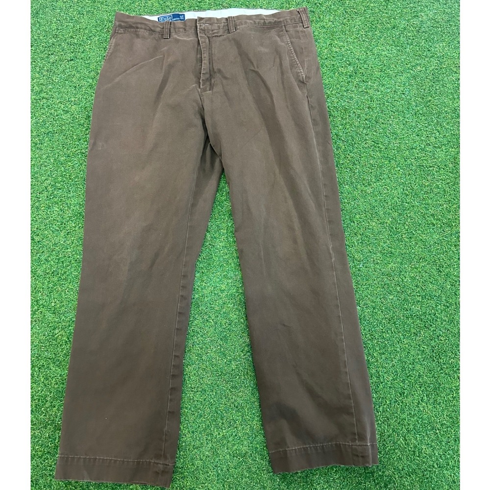 Polo Ralph Lauren Preston Pant Mens 38x32 Brown Cotton Chino Straight Trousers